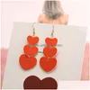 Charm New Fashion Design Heart Drop Earrings For Women Girl Faux Leather Double Side Light Weight Long Dangle Earring Statement Jewe Dhjvg