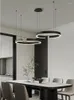 مصابيح قلادة الثريات لغرفة الطعام LED Home Table Light Living Bedroom Beasing Seiling Sheerelier Modern Round Ring Lamp