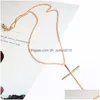 Hänge halsband enkel design korshalsband polering liten liten för kvinnor religiösa smycken gåvor släpp leverans hänge dhf9m