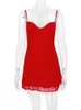 女性のための赤い誕生日ドレス2022年夏ファッションシフォンナイトクラブパーティー衣装上品なビーチウェアスリップドレス