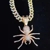 Hommes femmes Hip Hop glacé Bling araignée pendentif collier avec 13mm chaîne cubaine HipHop colliers mode bijoux de charme