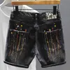 Shorts pour hommes trou fissuré denim été nouvelle peinture graffiti patch mode hip-hop bavure droite jeans shorts pour hommes P230525