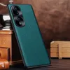 Étui mince en cuir véritable pour Honor 90 Pro/90 Retro Business Ring Metal Back Cover