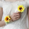 Brosches Mori Wedding Bride and Groom Corsage Simulation Sunflower Bridesmaid systrar handledsblommamöte H1314