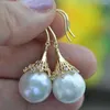 Kolczyki Dangle Z10943 14 mm biały okrągły Edison Keshi Pearl Earring Cz