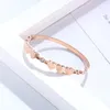 Bangle Beautiful Crystal And 6 Forever Love Small Peach Heart Bracelets & Stainless Steel Brand Jewelry Woman Wholesale