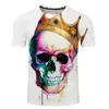 Heren T-shirts Cartoon Cranial Crown 3D Gedrukte T-shirt Mannen en vrouwen Zomer Korte mouw Ronde nek