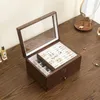 Torebki biżuterii 3-w-1 duży drewniany organizator pudełka z przezroczystą pokrywką, odłączoną szufladą kolczyki Pierścień Naszyjnik magazyn biżuterii