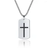 Pendant Necklaces Joshua 1:9 Bible Men's Necklace Dog Tag Cross Stainless Steel Scripture Religlious For Men Male