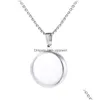 Pendant Necklaces Stainless Steel Round Open Lockets Necklace For Women Men Cod Holds P Os Engraving Words Jewelry Gift Drop Deliver Dhqwp