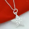 Chains Fashion Style 925 Silver Necklace Pentagram Pendant Women's Fine Jewelry Gift