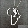 Pendant Necklaces Africa Map Necklace Simple Hollow Portrait Stainless Steel Jewelry Gifts For Men Women Drop Delivery Pendants Dhgxl