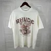 デザイナーファッション服TシャツRhude High Street Summer Flower Print Hip Hop短袖カップ