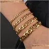 Bedelarmbanden eenvoudige klassieke heren armband stoeprand Cuban linkketen roestvrij staal dames bangle goud sier plating geen fade 3,5 mm naar dhfgb