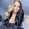 180Dnsibe peruana Ascha de ara de renda loira para mulheres Wig Body Wave Lace Frontal peruca pré -arrancada peruca de cosplay sintética