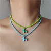 Collana con pendente a forma di cucciolo di cane smaltato colorato carino per donna Boho Collana girocollo con perline etniche fatte a mano etniche Gioielli all'ingrosso GC2151