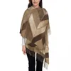 Scarves Brown Cowhide Leather Patch Tassel Scarf Women Soft Tan Fur Animal Hide Shawl Wrap Ladies Winter