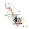 Key Rings Hamsa Hand Evil Eye Palm Pendant Keychains Gold Sier Colors For Women Gift Drop Delivery Jewelry Dhdvo