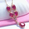 Kedjor 585 Purple Gold Luxury Ruby Halsband 14K Rose Chain Water Drop Delicate Pendant Dinner Wedding Women SMEEDDE