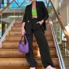 Women's Two Piece Pants 2023 Women Office Black Suit Two-Piece Pantsuit Elegant Blazer Female Set Casual Loose Jacket Work Clothes Y2k Femme