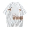 2023 Summer New Men's Short Sleeve T-shirt Graffiti Letter Printing Trend Loose and Versatile Off Shoulder Bottom Shirt