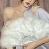 Nieuwe groothandel Wedding Feather Fan Bride Handheld Non-Folding Fans Cool Fans Wedding Photo Shooting Pose Home Decoratie Prop feestvouwen fan voor bal