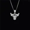 Anhänger Halsketten Bull Halskette mit 4mm Tenniskette Gold Silber Farbe CZ Herren Hip Hop Schmuck Charm Geschenk