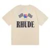 Designer Fashion Abbigliamento Tees Tshirt Marchio di moda americano Rhude Crown Champion Flag Stampato Maglietta a maniche corte in cotone a doppio filato di alta qualità per ragazzi Ragazze Co