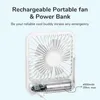 Ny Jisulife Small Desk Fan Ultra Quiet Table Fan USB uppladdningsbar Strong Airflow Cooling Fan med 4 Speed ​​Powerful Wind Offices Fan