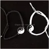 Bedelarmbanden vriendschapspaar touw armband yin yang tai vintage wit zwart verstelbare handgemaakte sieraden drop levering dheqx