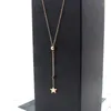 Pendant Necklaces Martick Distinctive Double Stars Tassel Necklace For Young Lady Present With Steel Boll Rose Gold Color P166