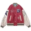 Herrenjacken Buchstabe B Stickerei Baseballjacke 2023 Einreiher Biker Punk Harajuku Varsity Hip Hop Lederärmel Bomber