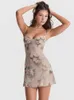 Mini vestidos de gasa con estampado Floral a la moda para mujer verano 2023 trajes de vacaciones en la playa ropa vestidos de fiesta