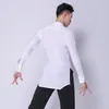 Scen Wear Latin Dance Top Man Long Sleeve Stand Collar Tango Rumba Cha Flamengo Ballroom Dancing Shirts Män utför kläder DN3791