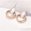 Hoop Huggie Shiny Crystal Earrings for Women 3 Layer Circle Earring Design Smycken Höggrad Guld och Sier Wedding Party Drop Deliv Dhxty