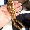 Chains Stainless Steel Jewelry 18K Gold Plated High Polished Miami Cuban Link Necklace Men Punk 15Mm Curb Chain Double Safety Clasp Dhuxx