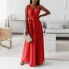 Robes décontractées femmes été grande taille sans manches taille haute longue robe Boho soirée femme vacances lâche plage