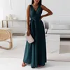 Robes décontractées femmes été grande taille sans manches taille haute longue robe Boho soirée femme vacances lâche plage