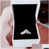 Bröllopsringar Princess Wish Ring Original Box för Pandora 925 Sterling Sier Wishbone Set CZ Diamond Women Gift Drop Delivery Smycken DHI4H