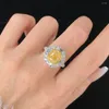 Cluster Rings 2.016ct Yellow Diamonds Gold Wedding Engagement Female For Women Fine