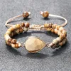 Strand Natural Stone Wrap Bracelets Brown Jasper 4mm Beads Handmade Braided Bangles For Men Yoga String Bracelet Friendship Jewelry