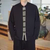メンズジャケット刺繍されたメンズの改善されたタンスーツ中国語スタイルの綿とリネンジャケット秋プラスサイズ