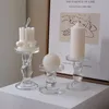 Candle Holders 1pc 3.46 / 4.52 / 5.51 in Glass Candle Holders for Pillar Candle and Taper Candle Wedding decoration Candlestick Set 230525