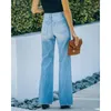 Pantalones vaqueros de mujer 2023 estilo otoño temperamento Simple con bolsillos rasgados rectos lavados pantalones de mezclilla para mujer