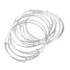 Bangle 10 PCS Armband Bangles Kvinnor Silvery Justerbar utbyggbar tråd Inslagen armbandsmodesmycken