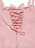 Nouveau dans Corset Bustier Mini robes tenues d'été pour les femmes 2023 mode mignon Chic dos à lacets chaque jour robe rose
