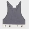 Summer Half Zipper Knit Vest Stretch Crop Crop Halter pour les femmes