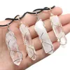 Colares pendentes Colar de cristal branco natural de pedra natural para mulheres embrulhas de arame rock quartzo pilar pendulum jóias de reiki feminino