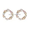 Hoop Huggie Bohemian Colorf Crystal Circle Boucles d'oreilles Superbe or Big Rainbow Boucle d'oreille pour les femmes de haute qualité Corée du Sud Design Dr Dhzfi