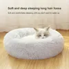 Kattbäddar vinter varm rund kudde hus tjock plysch husdjur säng tvättbar hund mjuk soffa sovande kennel leveranser